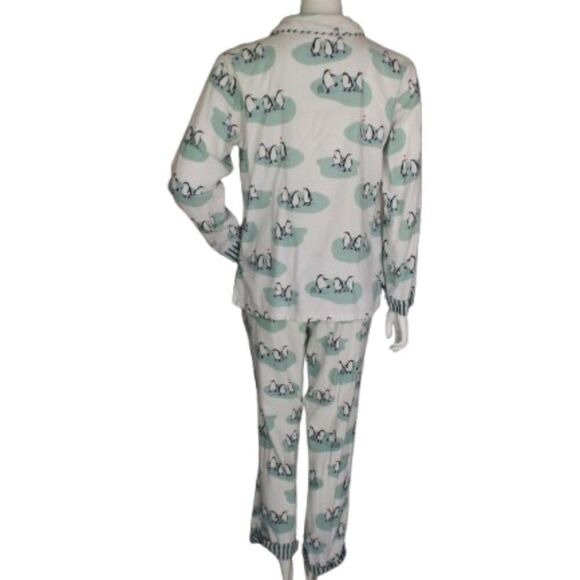 MUNKI MUNKI Pajama Set, S, Penguins, 2pc Top/Pants, Flannel, Matching, White - Picture 6 of 11